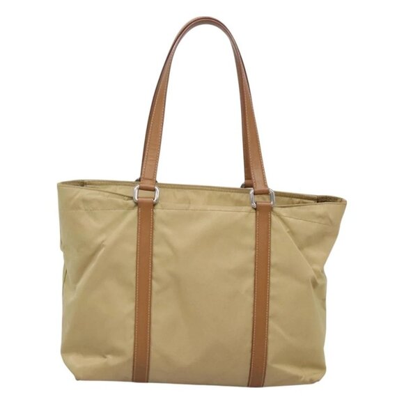 PRADA Tote Bag Nylon Beige Silver Auth 131176 - Picture 2 of 16